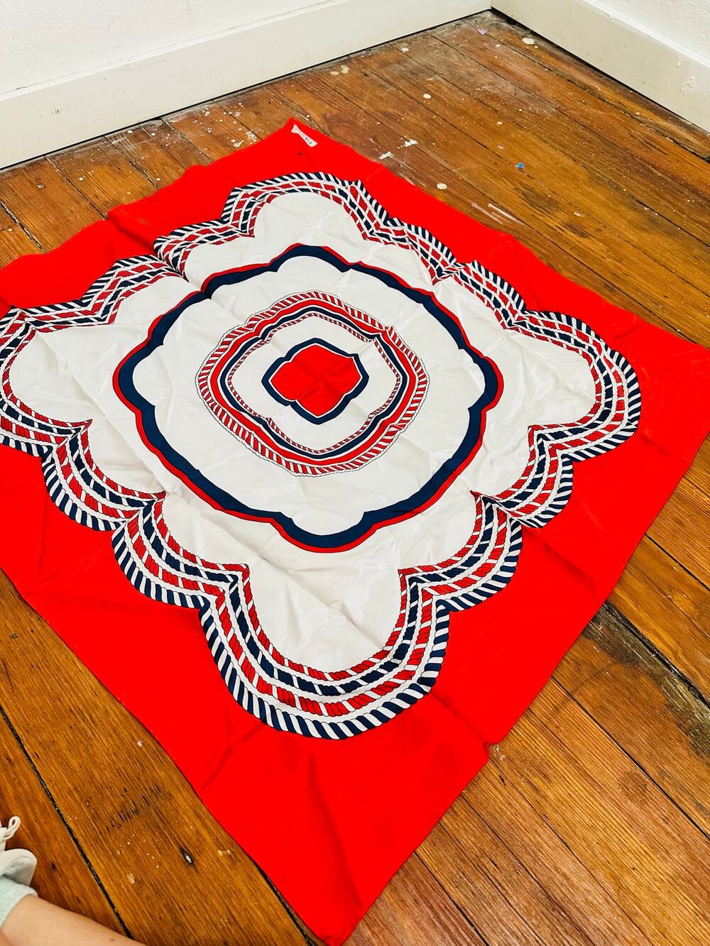 Vintage Paoli Red White Blue Geometric Abstract Rope Design 1960/70s Scarf